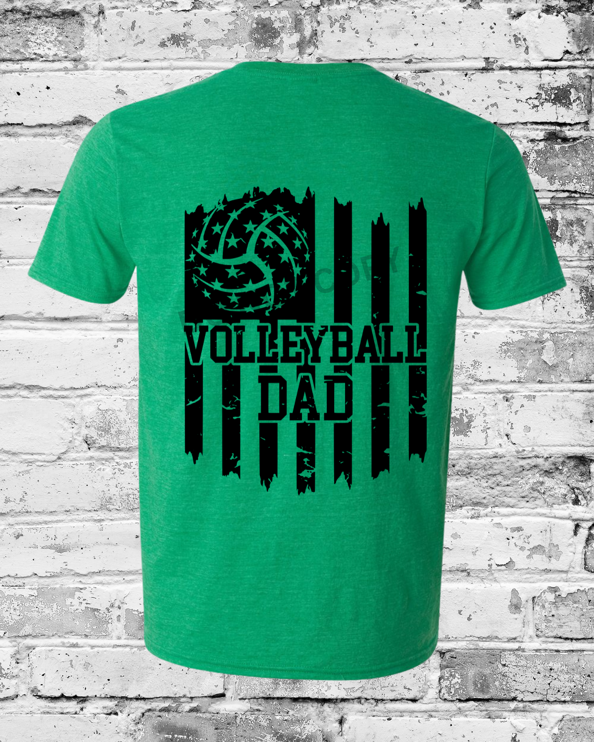 Adult Heather Irish Green T-Shirt w/Black Dad Flag