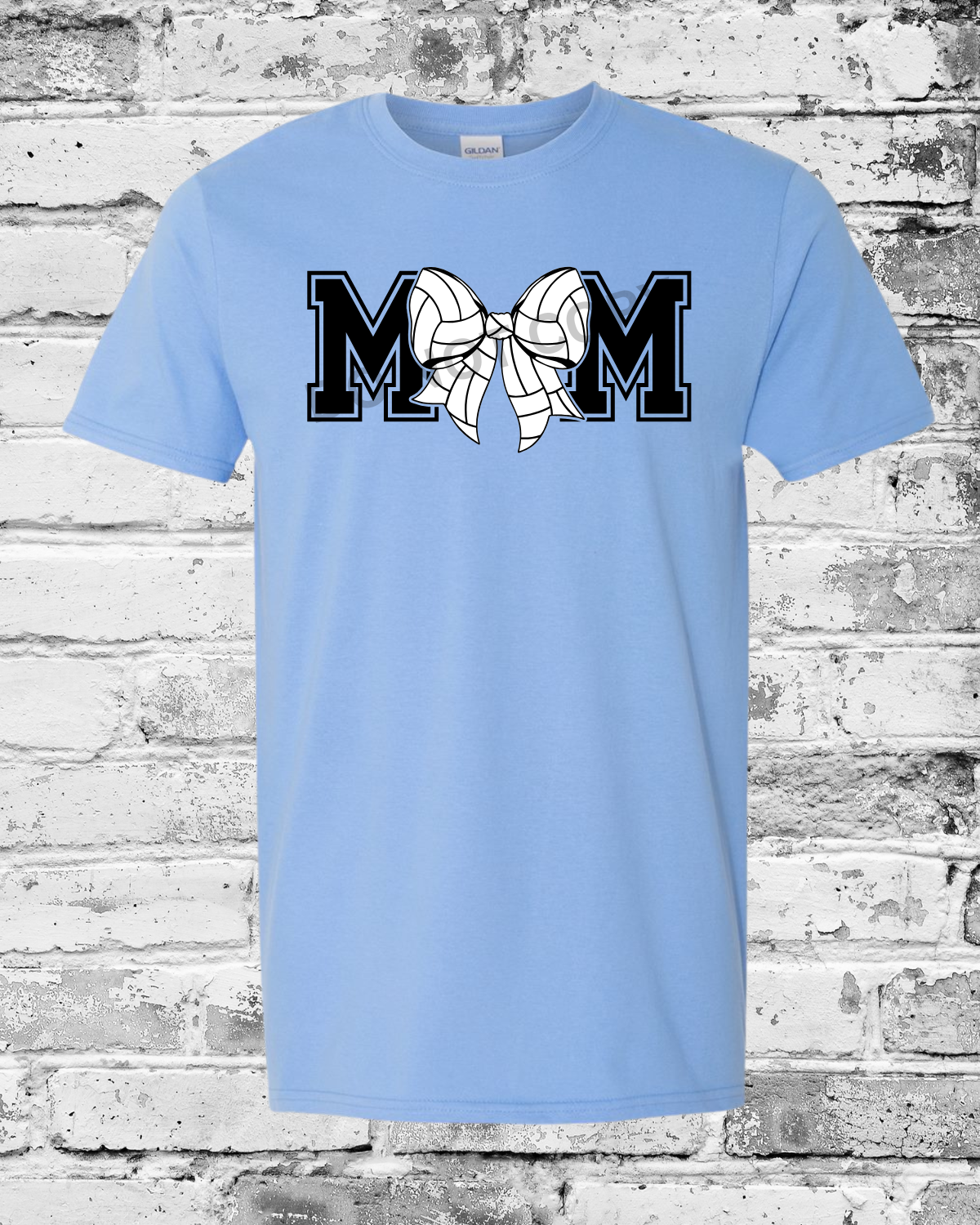 Adult Carolina Blue T-Shirt w/Mom Volleyball Bow