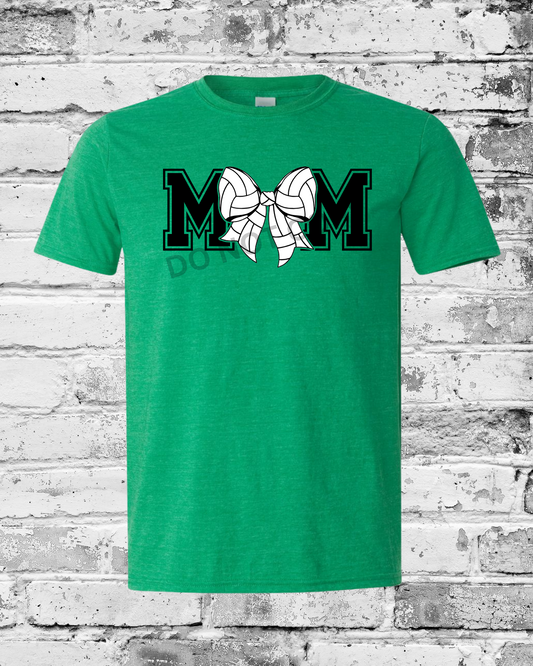 Adult Heather Irish Green T-Shirt w/Mom Volleyball Bow