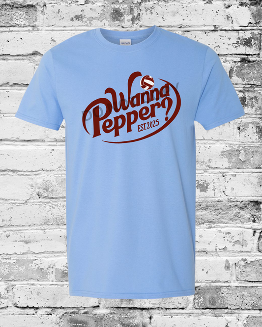 Adult Carolina Blue T-Shirt w/Maroon Wanna Pepper