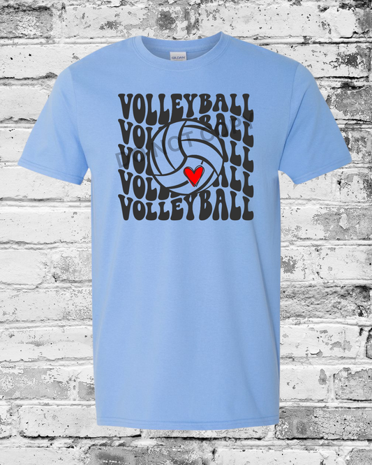 Adult Carolina Blue T-Shirt w/Black Wave Volleyball