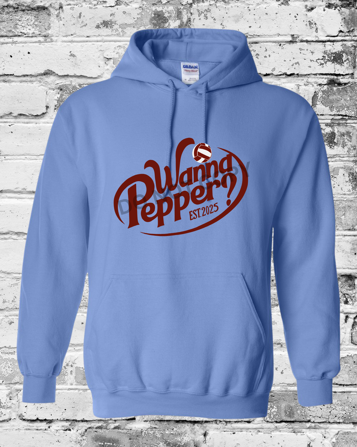 Adult Carolina Blue Hoodie w/Maroon Wanna Pepper