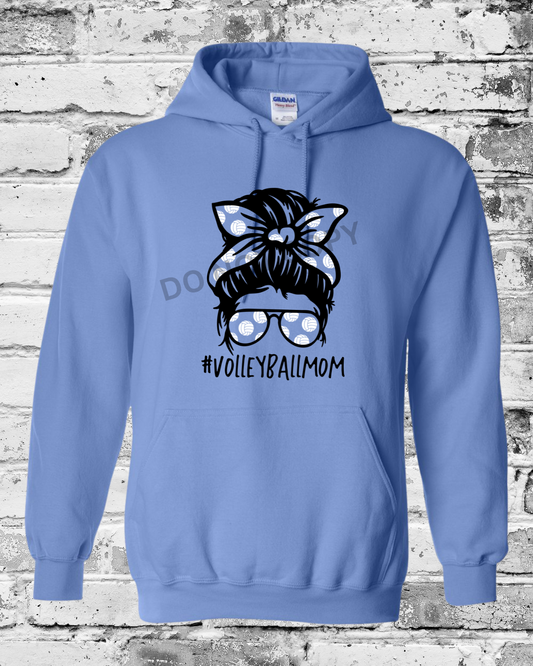 Adult Carolina Blue Hoodie w/Messy Bun Mom