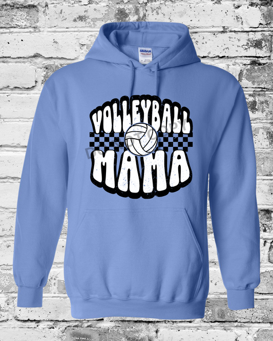 Adult Carolina Blue Hoodie w/Retro Volleyball Mama