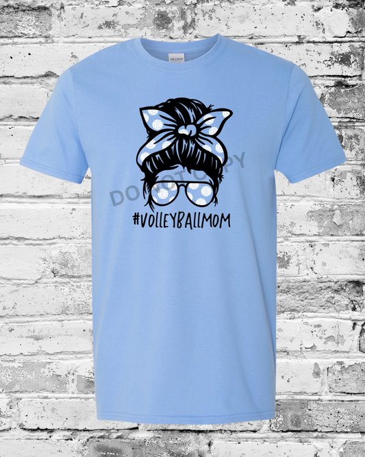 Adult Carolina Blue T-Shirt w/Messy Bun Mom