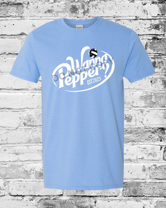 Adult Carolina Blue T-Shirt w/White Wanna Pepper