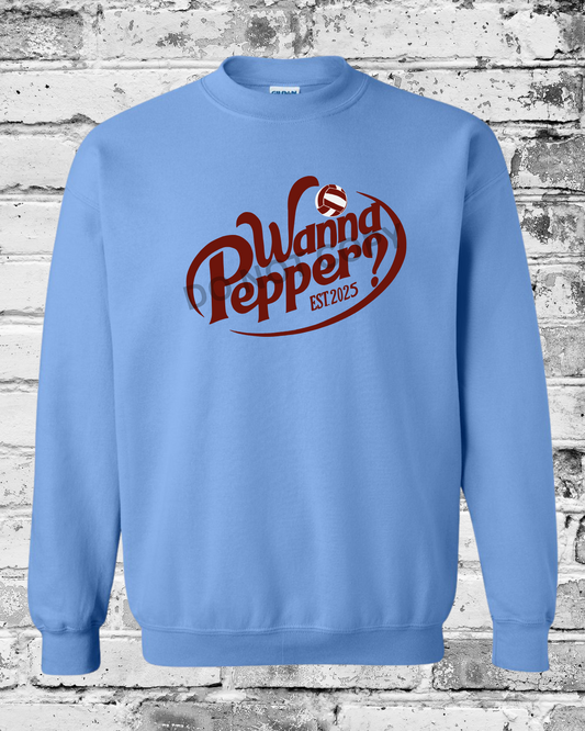 Adult Carolina Blue Crewneck w/Maroon Wanna Pepper