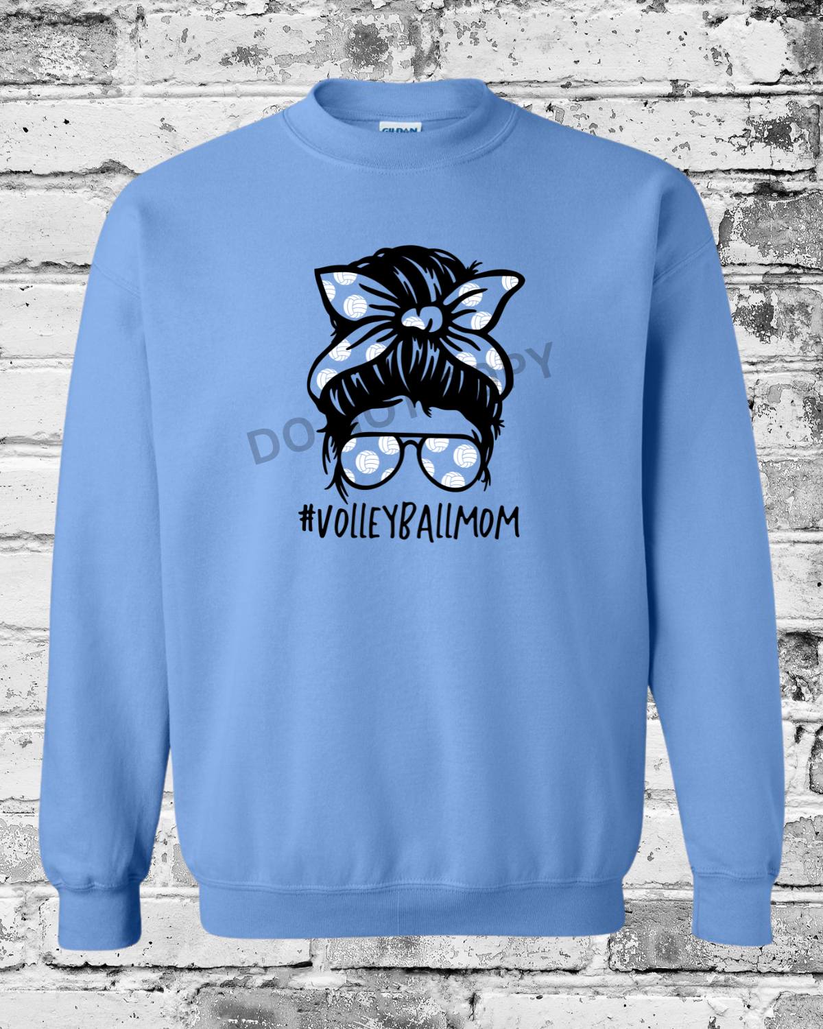 Adult Carolina Blue Crewneck w/Messy Bun Mom