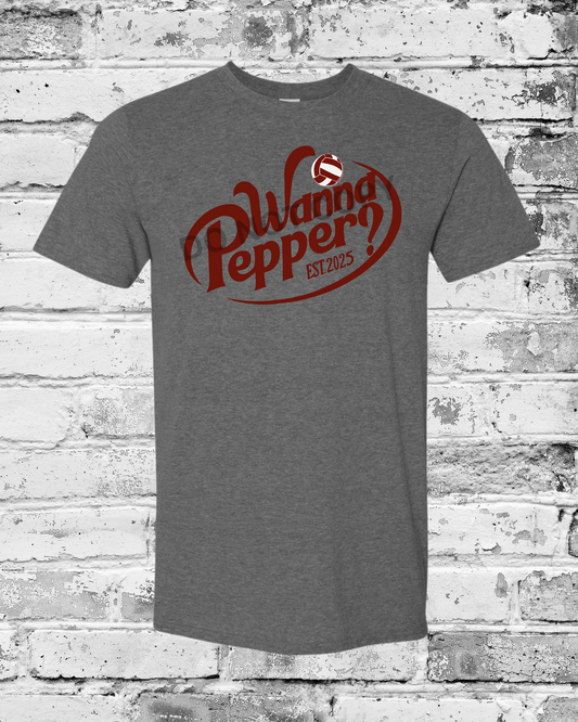 Adult Heather Dark Grey T-Shirt w/Maroon Wanna Pepper