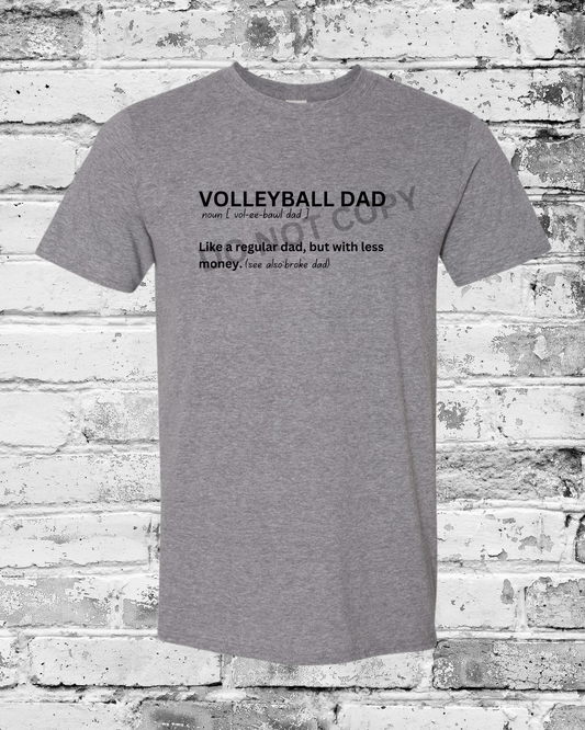 Adult Graphite Heather T-Shirt w/Black Volleyball Dad Definition