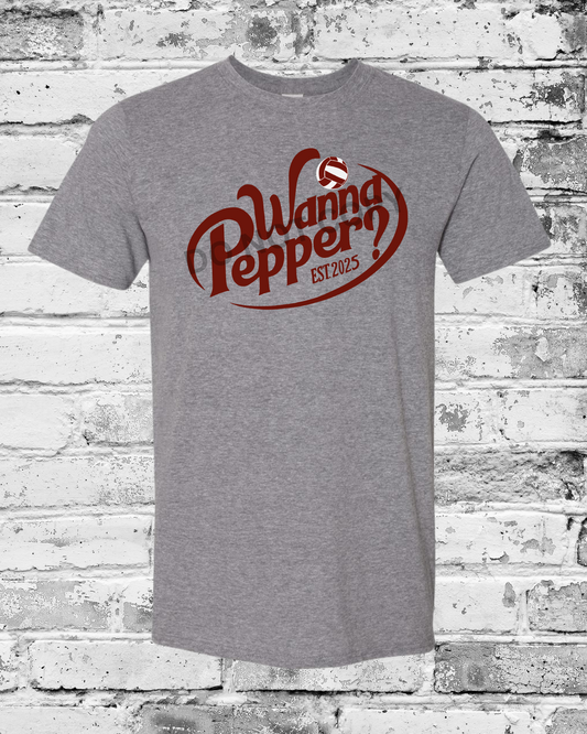 Adult Graphite Heather T-Shirt w/Maroon Wanna Pepper