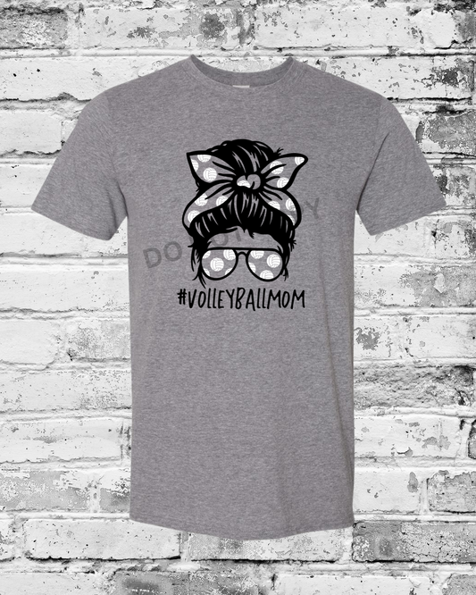 Adult Graphite Heather T-Shirt w/Messy Bun Mom