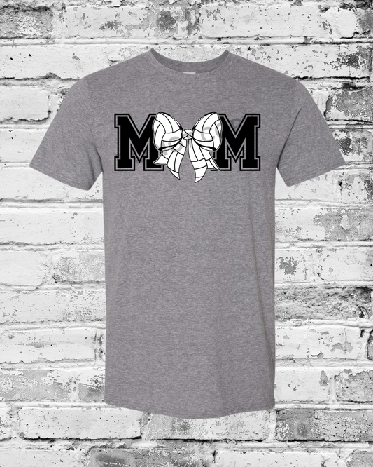 Adult Graphite Heather T-Shirt w/Mom Volleyball Bow