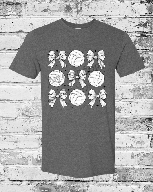 Adult Heather Dark Grey T-Shirt w/Bow