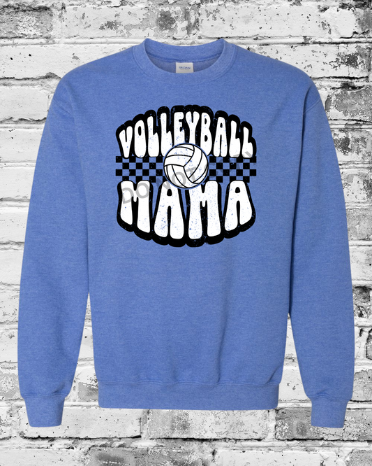 Adult Heather Deep Royal Crewneck w/Retro Volleyball Mama