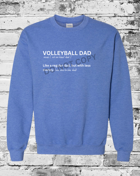 Adult Heather Deep Royal Crewneck w/White Volleyball Dad Definition