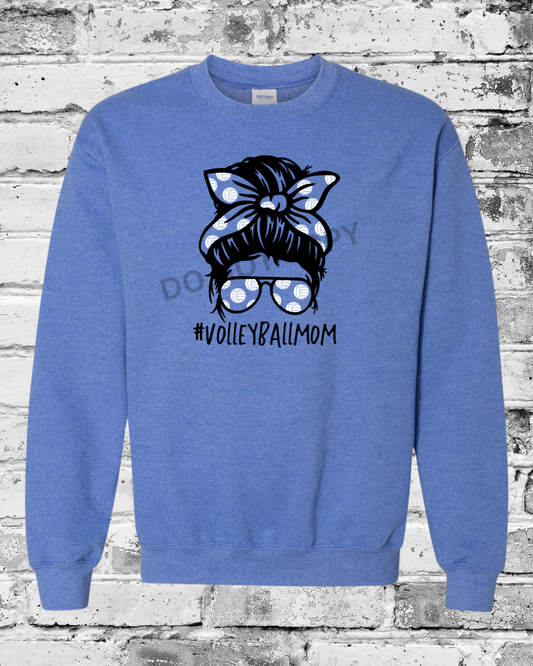 Adult Heather Deep Royal Crewneck w/Messy Bun Mom