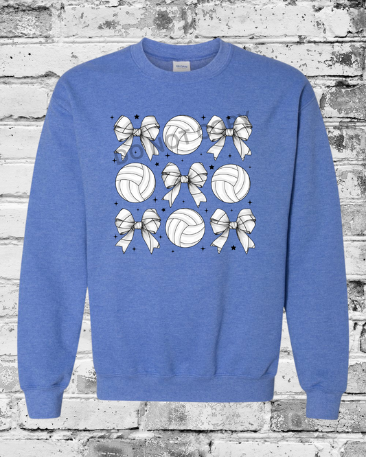 Adult Heather Deep Royal Crewneck w/Bow
