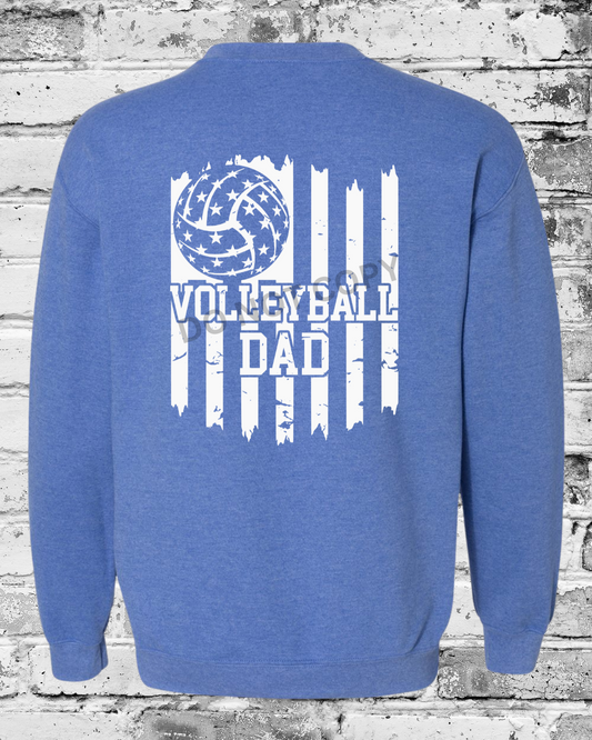 Adult Heather Deep Royal Crewneck w/White Dad Flag