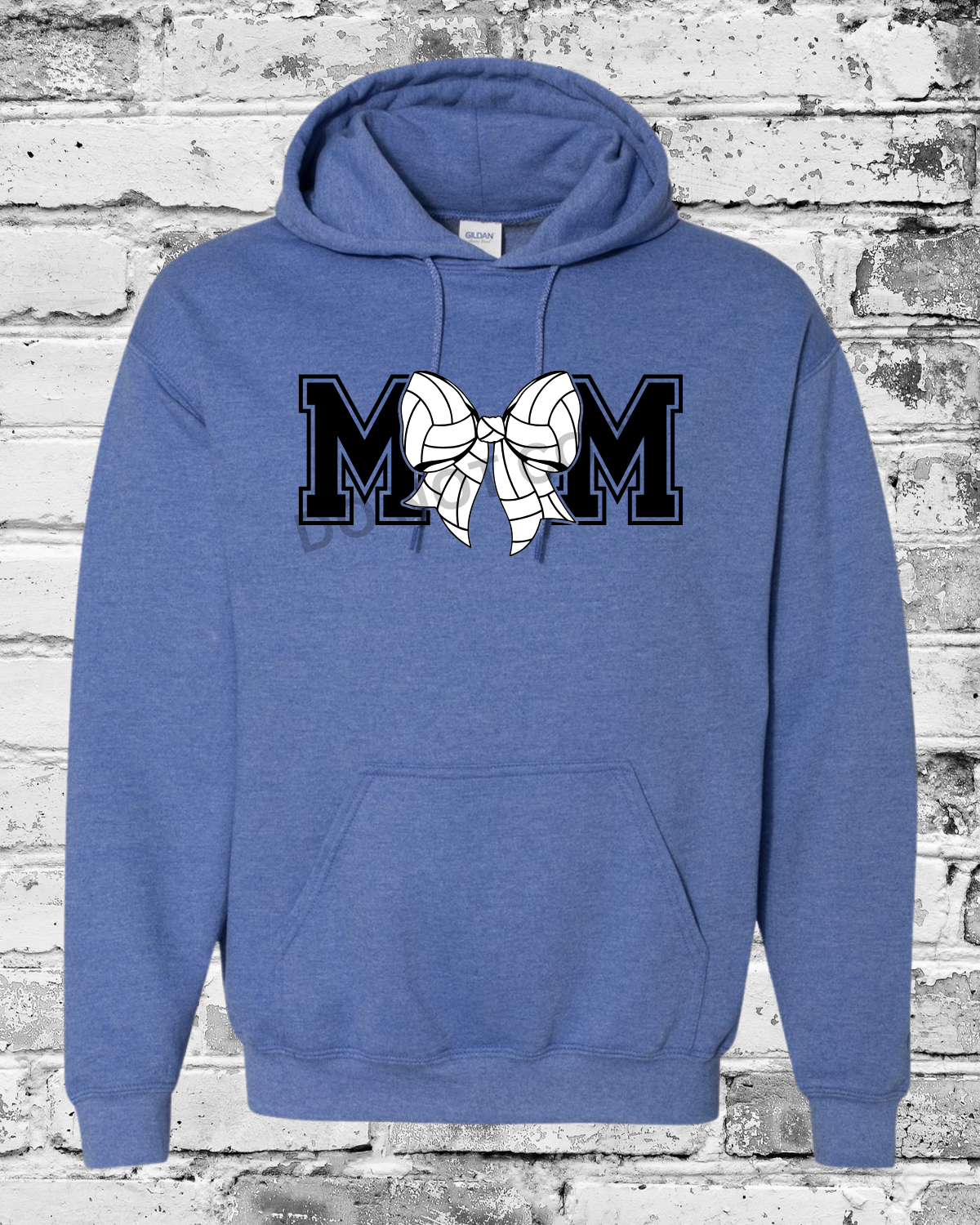 Adult Heather Deep Royal Hoodie w/Mom Volleyball Bow
