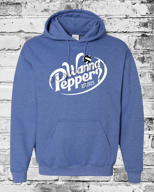 Adult Heather Deep Royal Hoodie w/White Wanna Pepper