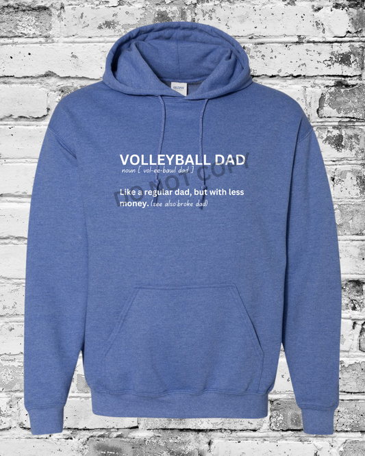 Adult Heather Deep Royal Hoodie w/White Volleyball Dad Definition
