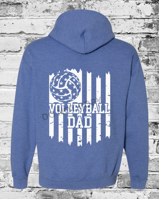 Adult Heather Deep Royal Hoodie w/White Dad Flag