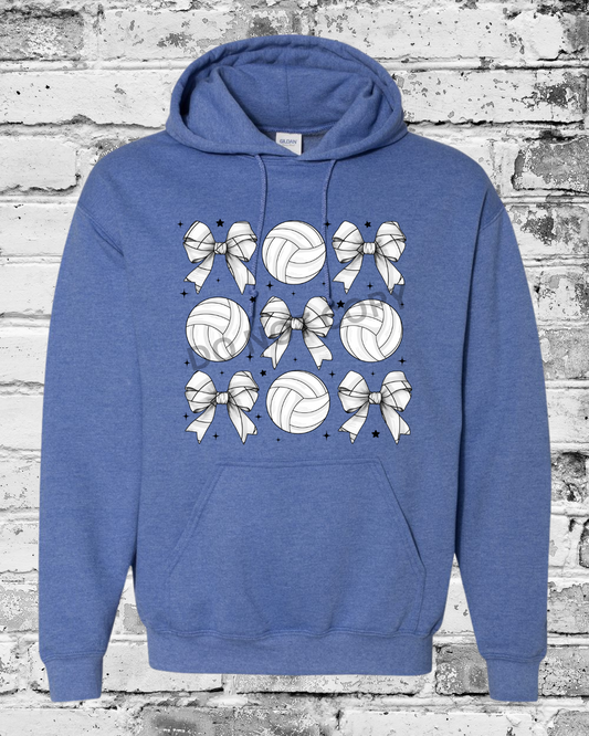 Adult Heather Deep Royal Hoodie w/Bow