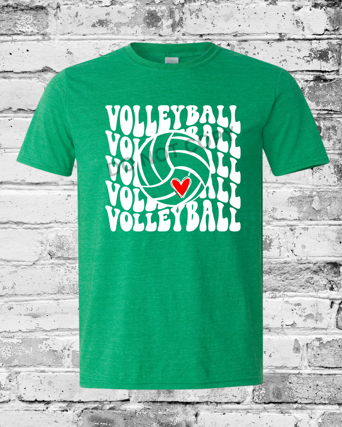 Adult Heather Irish Green T-Shirt w/White Wave Volleyball