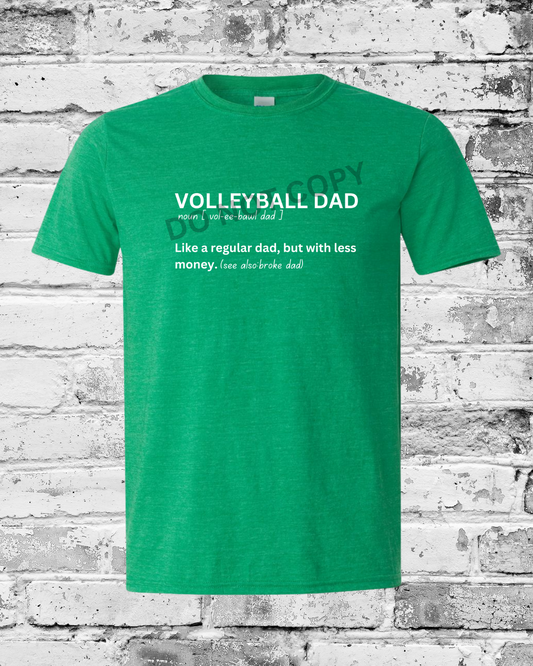 Adult Heather Irish Green T-Shirt w/White Volleyball Dad Definition