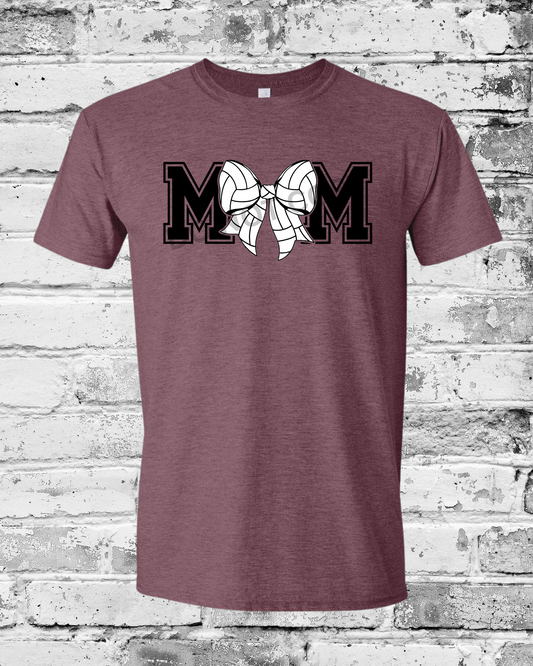 Adult Heather Maroon T-Shirt w/Mom Volleyball Bow