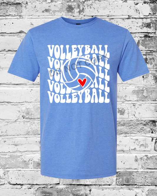 Adult Heather Royal T-Shirt w/White Wave Volleyball