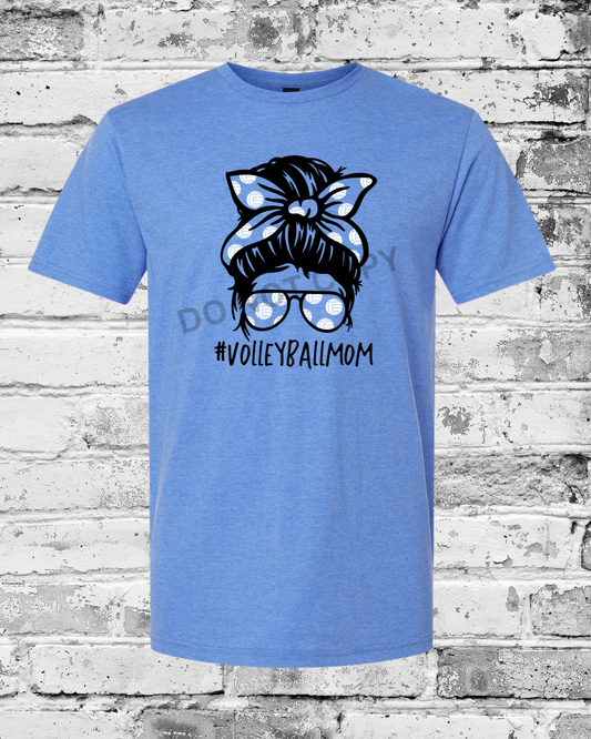 Adult Heather Royal T-Shirt w/Messy Bun Mom