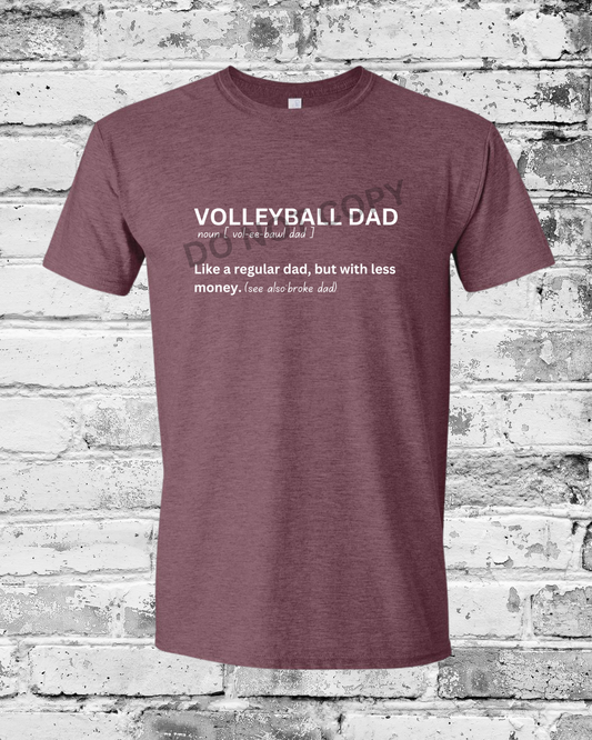 Adult Heather Maroon T-Shirt w/White Volleyball Dad Definition