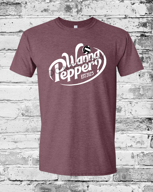 Adult Heather Maroon T-Shirt w/White Wanna Pepper