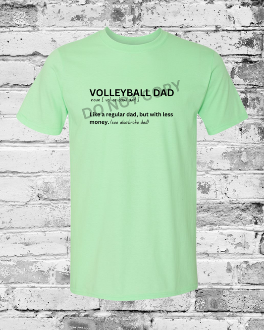 Adult Mint Green T-Shirt w/Black Volleyball Dad Definition