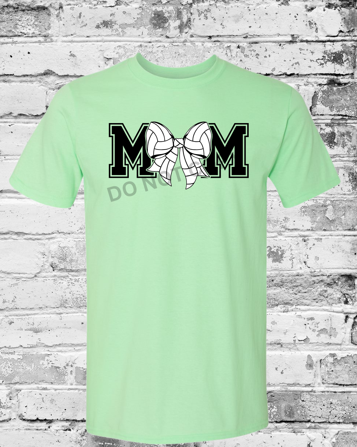 Adult Mint Green T-Shirt w/Mom Volleyball Bow