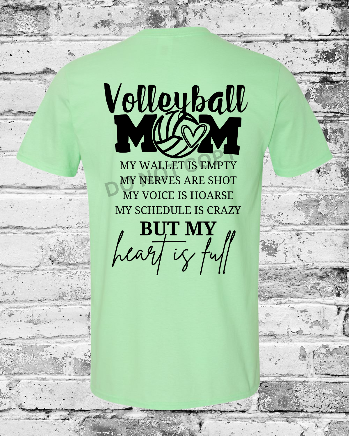 Adult Mint Green T-Shirt w/Heart is Full