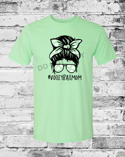Adult Mint Green T-Shirt w/Messy Bun Mom