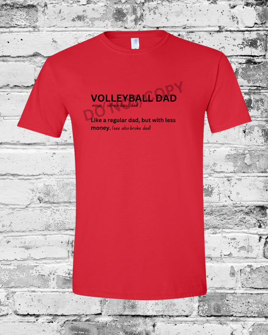 Adult Red T-Shirt w/Black Volleyball Dad Definition