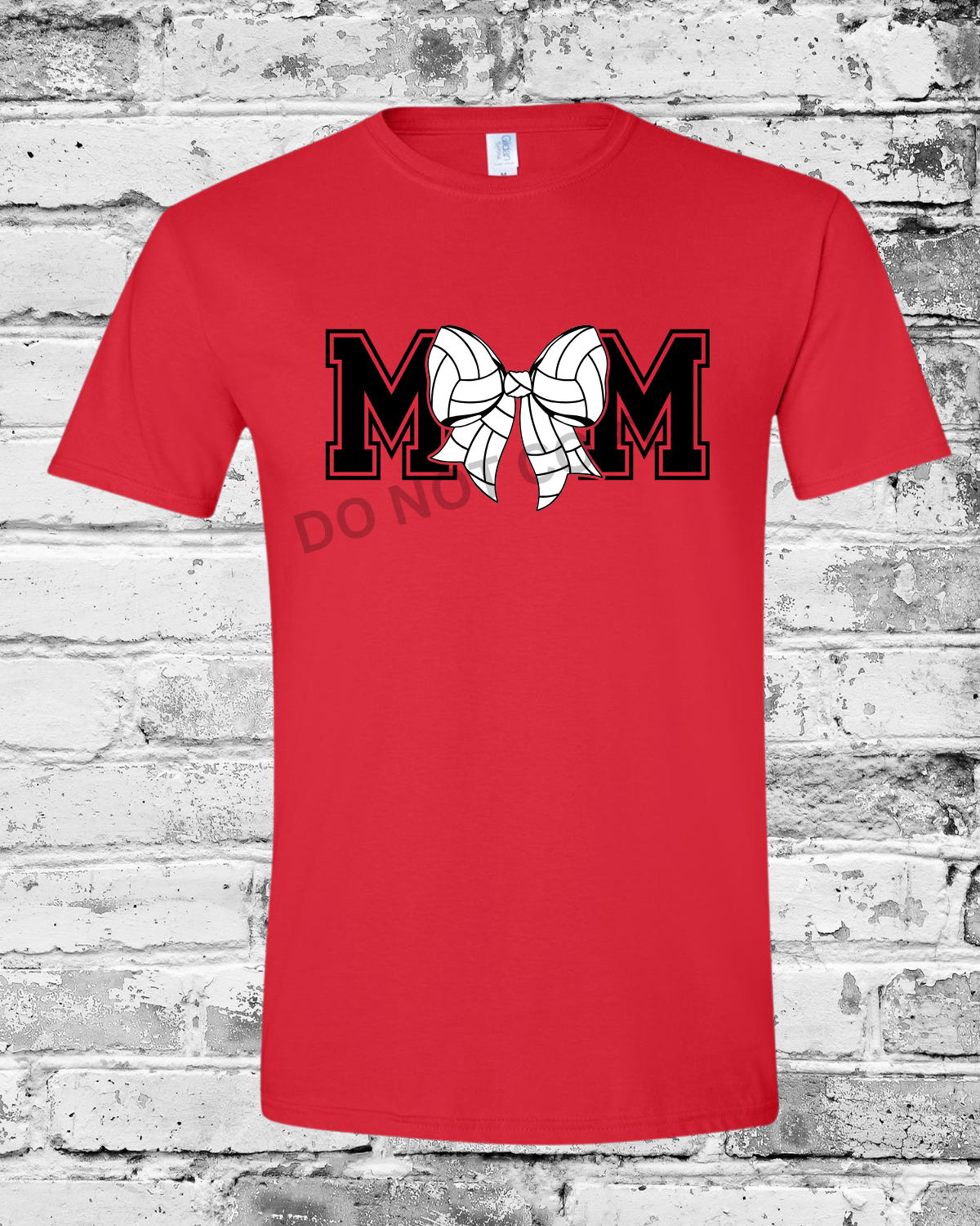 Adult Red T-Shirt w/Mom Volleyball Bow