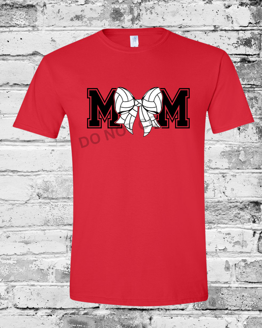 Adult Red T-Shirt w/Mom Volleyball Bow
