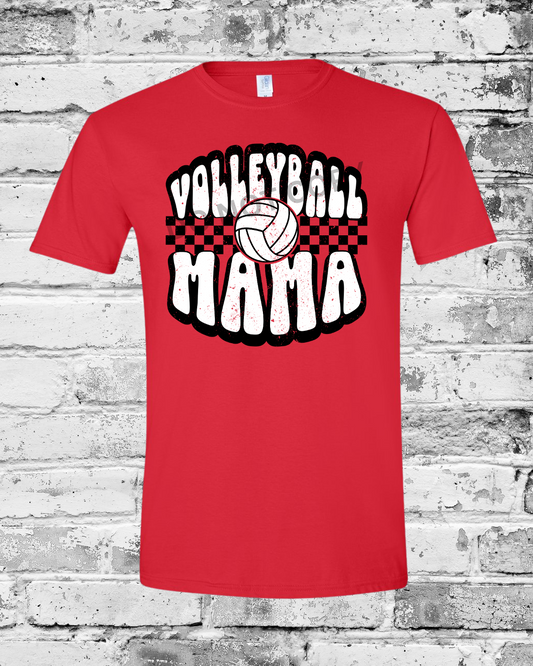 Adult Red T-Shirt w/Retro Volleyball Mama