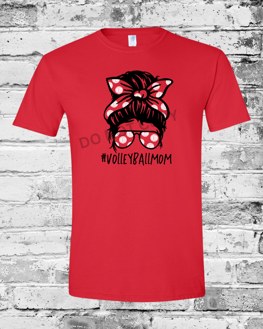 Adult Red T-Shirt w/Messy Bun Mom