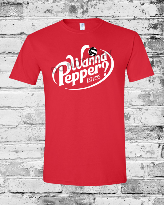 Adult Red T-Shirt w/White Wanna Pepper