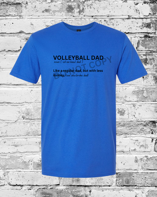 Adult Royal T-Shirt w/Black Volleyball Dad Definition