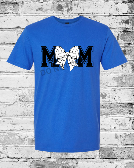 Adult Royal T-Shirt w/Mom Volleyball Bow