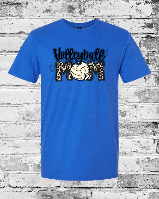 Adult Royal T-Shirt w/Leopard Volleyball Mom
