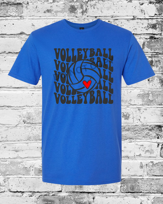 Adult Royal T-Shirt w/Black Wave Volleyball