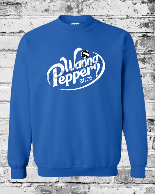 Adult Royal Crewneck w/White Wanna Pepper